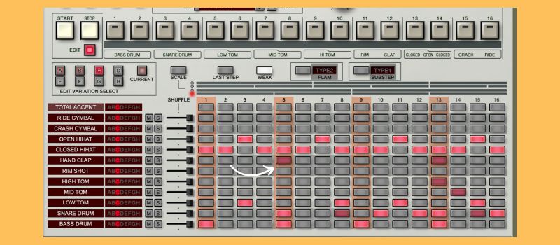 how to use a 909 drum machine weak