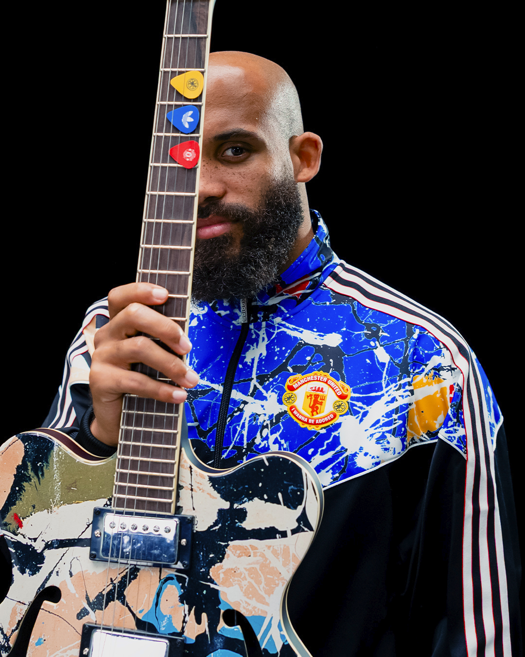 Bryan Mbuemo of Manchester United in The Stone Roses Adidas collection photoshoot